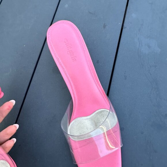 Cult Gaia Gigi PVC Slip-on Mules In Pink Sz 40 Sculptural Heels Square Toe - Picture 3 of 10